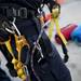 An emergency rescue technician checks ropes and carabiners on his harness before simulating a training exercise at the construction site of First and Washington streets on Sunday. Daniel Brenner I AnnArbor.com